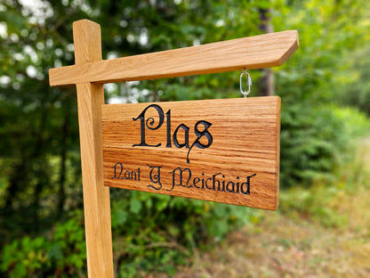 Freestanding Oak House Sign