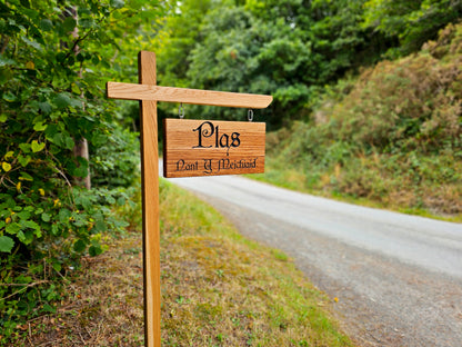 Freestanding Oak House Sign